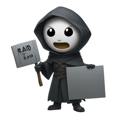 cutesy wraith holding a sign that says raid sticker