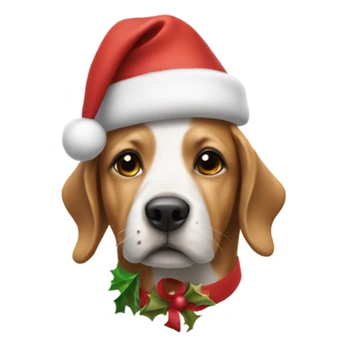 Dog wearing a Christmas hat sticker