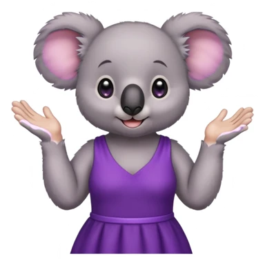 Koala purple drees eyelashe clapping sticker