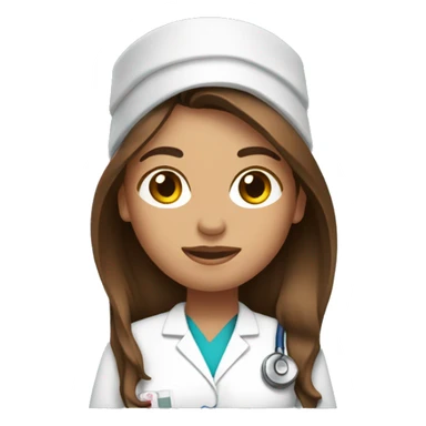 Mom in a doctor scrub with long brown hair sticker
