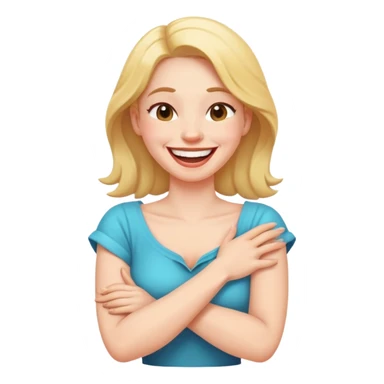 arms crossed holding neck laughing lady sticker