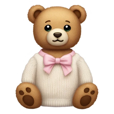 teddy bear wearing a cute light pink bow and a white knitted jumper sticker