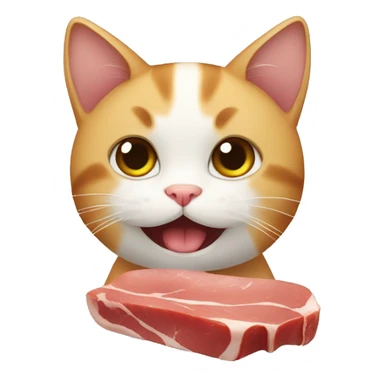 cute cat eating meat sticker