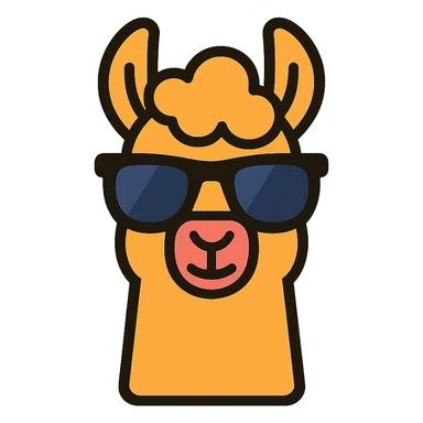 cool llama wearing sunglasses, modern icon style sticker