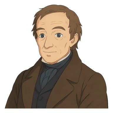 portrait of Robert Owen in ghibli style sticker