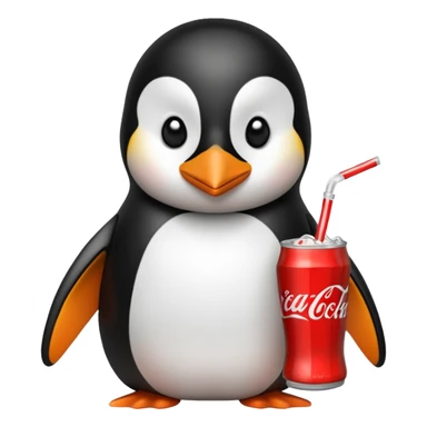 Penguin drinking coke sticker