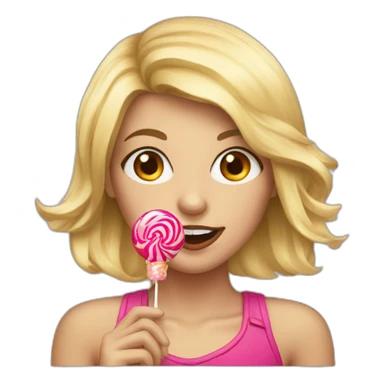 blond girl with lolipop in mouth sticker