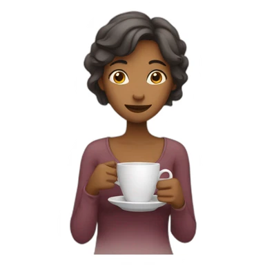 shy woman holding cup of tea sticker