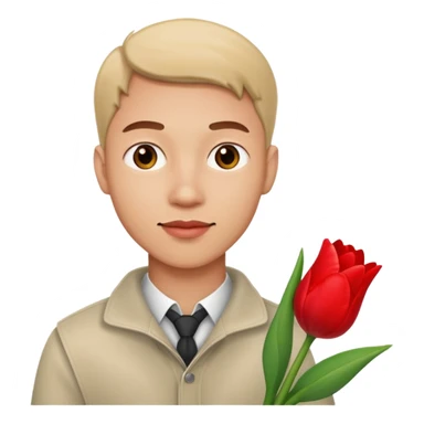Guy in love with a girl with a tulip in his hand sticker