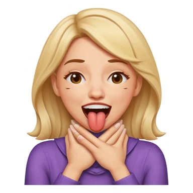 criss cross hands around throat choking self woman emoji tongue out laughing sticker