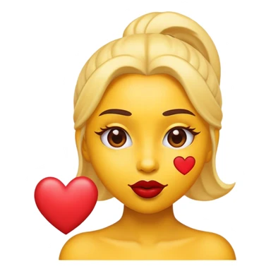 Create a yellow emoji that has I love Ayanna on its forehead with a red kiss mark next to the name sticker