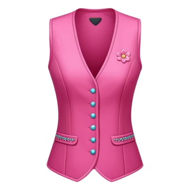 a stylish women’s vest, sleeveless, elegant and decorative design, in a bright pink color with small cute details, feminine and fancy look, no background, ONLY VEST sticker