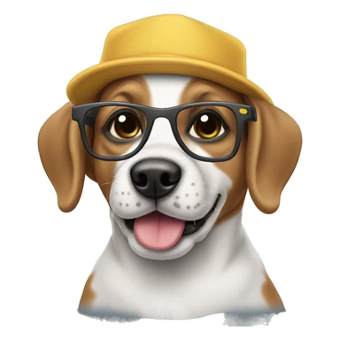 Dog with a shirt hat and glasses  sticker