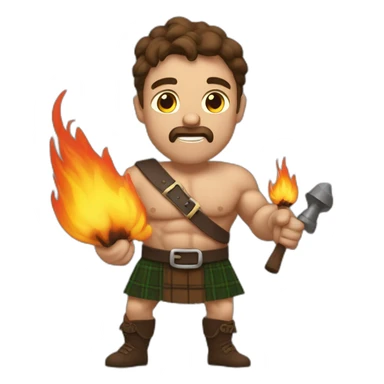 monty starting a fire wearing a kilt flexed muscle bicepbrown haired sticker