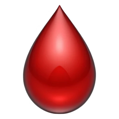 single blood drop emoji sculpted from dark liquid metal, glossy surface, dramatic reflections, futuristic minimal 3D style, isolated on white sticker