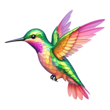 peach pink and yellow-green humming bird sticker