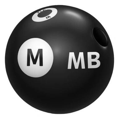 Black pull Ball with MB written on it sticker