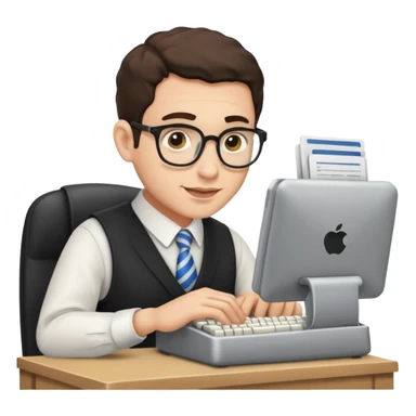 Jewish guy typing at work  sticker