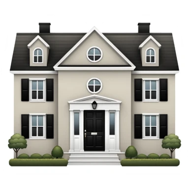 greige colonial house with black shutters and black front door sticker