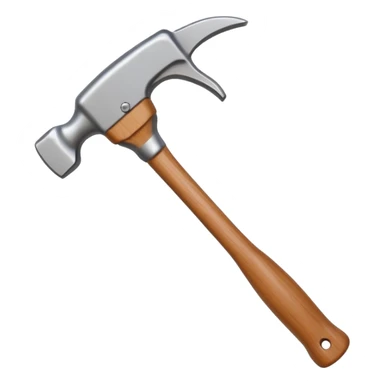 Generate a highly detailed, realistic 3D icon of a standard claw hammer in the minimalist Apple app icon style, like those seen in iOS or macOS apps—clean, elegant, with subtle depth, smooth curves, and professional rendering sticker