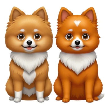 TWO POMERANIANS STANDING NEXT TO EACH OTHER. GIRL WHITE WITH ORANGE PATCHES AND BOY ALL BLACK WITH WHITE ON SNOUT AND CHEST . EMOJI DOGS. sticker