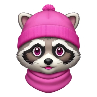 racoon with pink and white beanie sticker