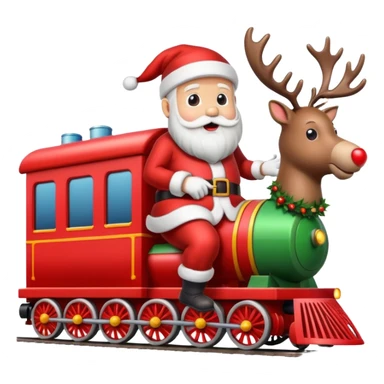 treno do papai noel com varias renas de natal com papai noel  sticker