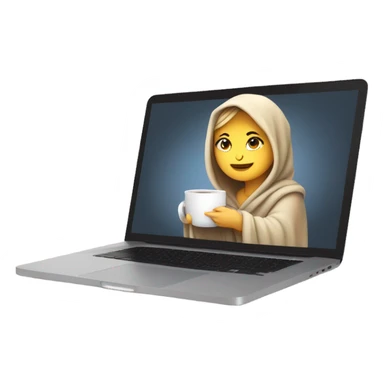 White Girl drinking tea with blanket on a macbook sticker