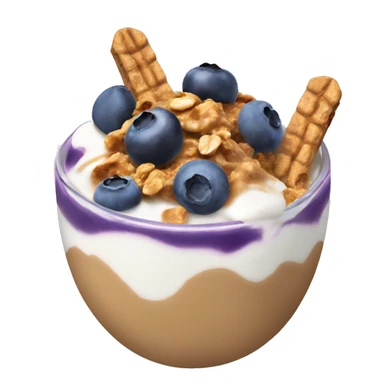 Yogurt bowl with blueberry’s granola and peanut butter sticker