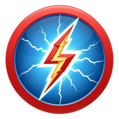 Red and blue lightening in a circle shape with effects like real one  sticker