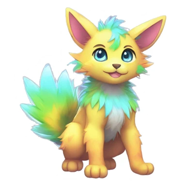 Anthro Fluffy Cool Cute Magical Elemental Shiny Colorful Neon Vibrant Colors Sparkle Kemono-style Chibi Fantasy-Animal-Fakémon-Pokémon-Hybrid Fur Sona Aesthetic Full Body sticker