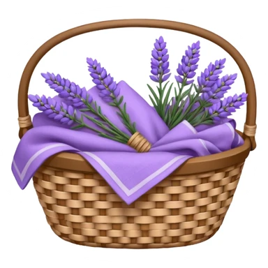 Basket of linens and lavender sticker