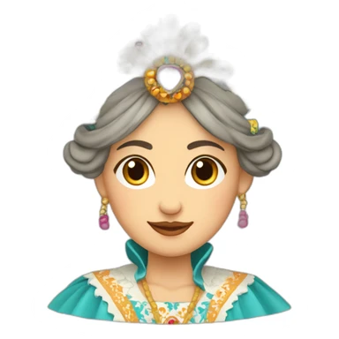 Woman in traditional Valencian dress from Valencia Spain with elaborate headdress, fallera sticker