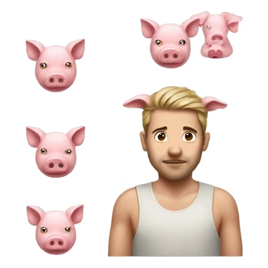 a man wearing a pig on his head  sticker