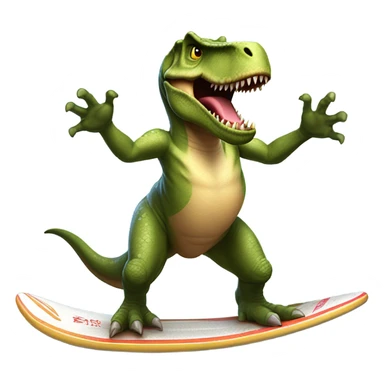 Trex on a surfboard sticker