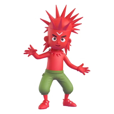 Sprunki character with red skin, wearing spikes on his head, in a fun and expressive pose sticker