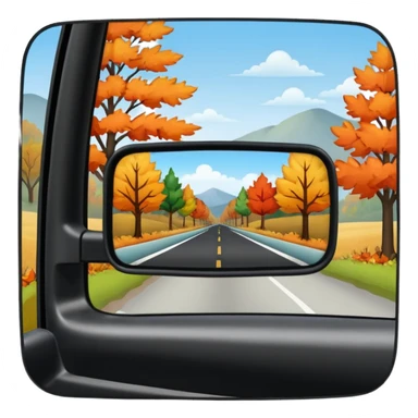 Fall scenery in the rearview mirror of a truck sticker