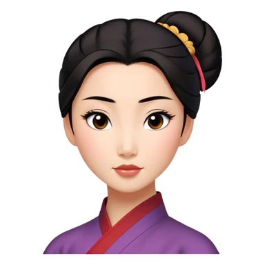 Cinematic Realistic Serene Mulan Portrait, showing Mulan (chest and above) with radiant, smooth skin and delicately detailed dark hair swept back in a neat bun. Her gentle, reflective expression is captured with soft natural lighting that highlights the nuanced textures of her features and traditional attire in muted hues. The composition glows with an inviting, natural radiance and subtle shadows, evoking a calm and introspective mood that speaks of quiet strength and enduring beauty. sticker