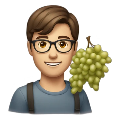 Classy short-brown-haired, bitter, bespectacled young man throwing grapes sticker