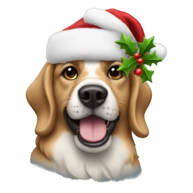 Dog with a christmas had sticker