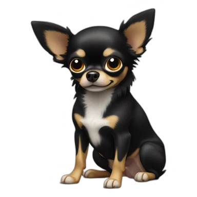 noir chihuahua poils longs sticker