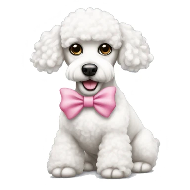 White poodle with pink bow sticker