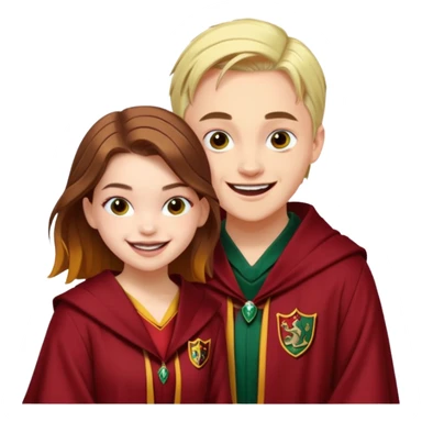 Barbara Palvin as a gryffindor laughing with Draco Malfoy sticker