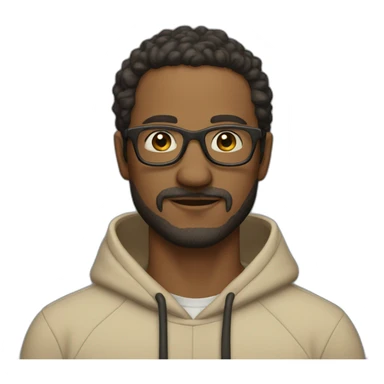 Man with patchy beard wearing glasses in a beige hoodie  sticker