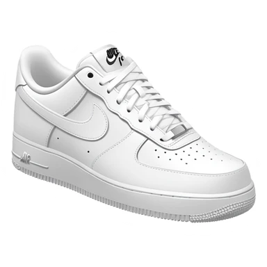 White Nike Air Force 1 sneaker with clean design and Nike swoosh from another angle sticker