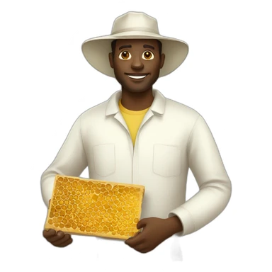 tall black man beekeeper holding honeycomb full body sticker