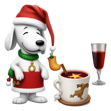 Snoopy with a Cristmashat and a Mulled wine sticker