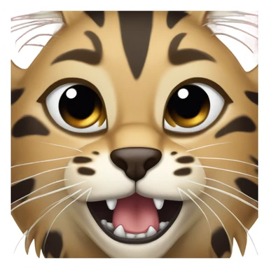 Extremely angry Savannah cat with jaws open and about to attack  sticker