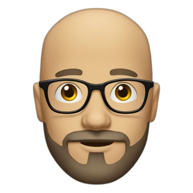 bald man in his thirties with a beard and mustache and glasses sticker