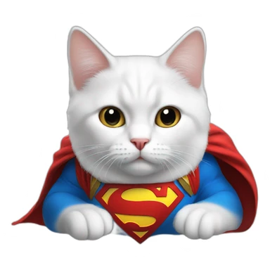 white cat dressed like superman sticker
